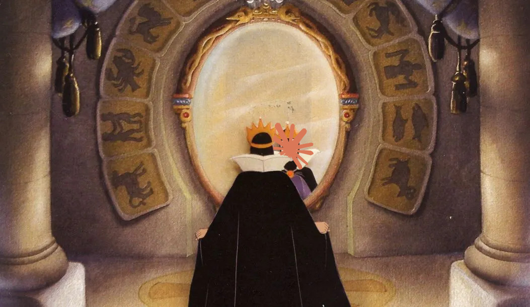Mirror mirror on the wall... edited image from Cinderella showing Claude logo in a mirror