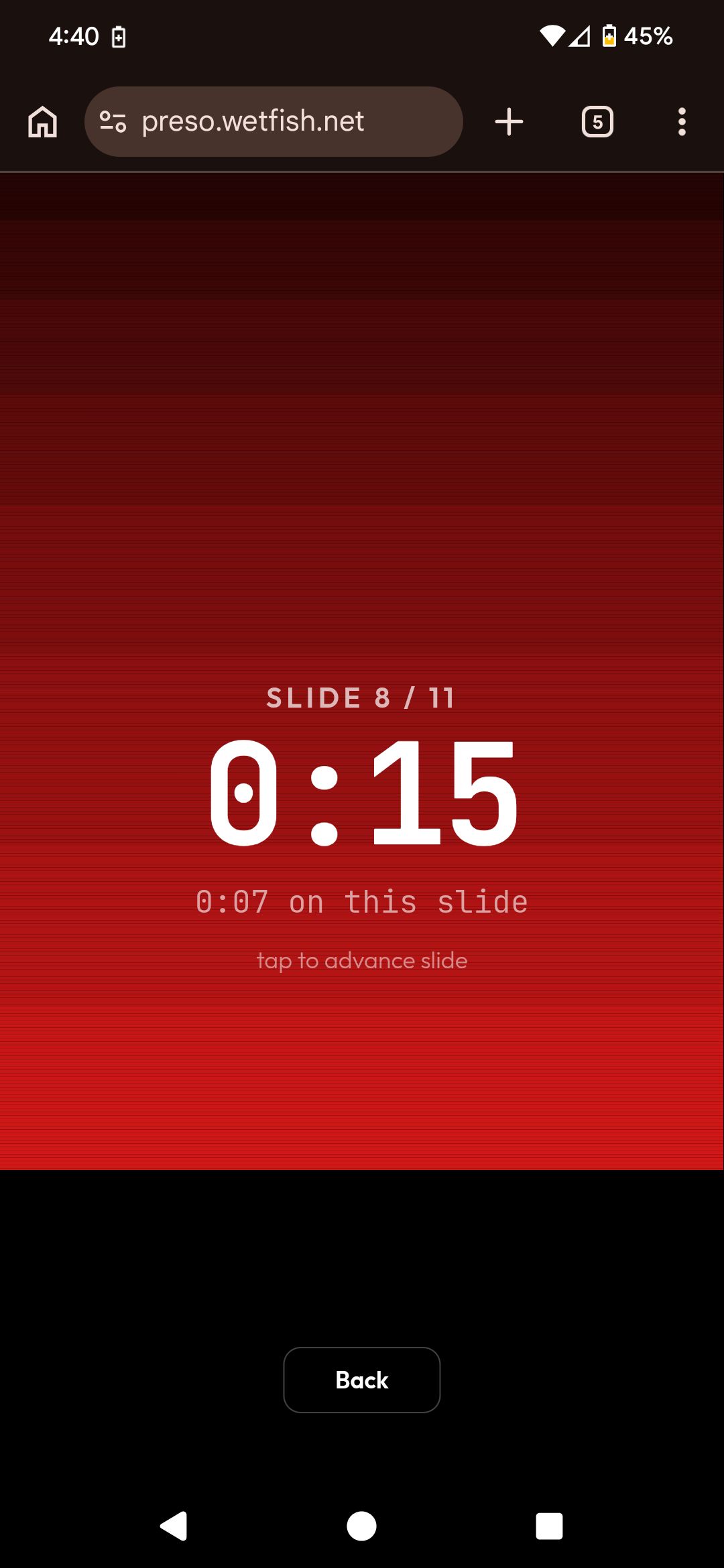 Screenshot showing visible horizontal lines in the gradient on a mobile Android device